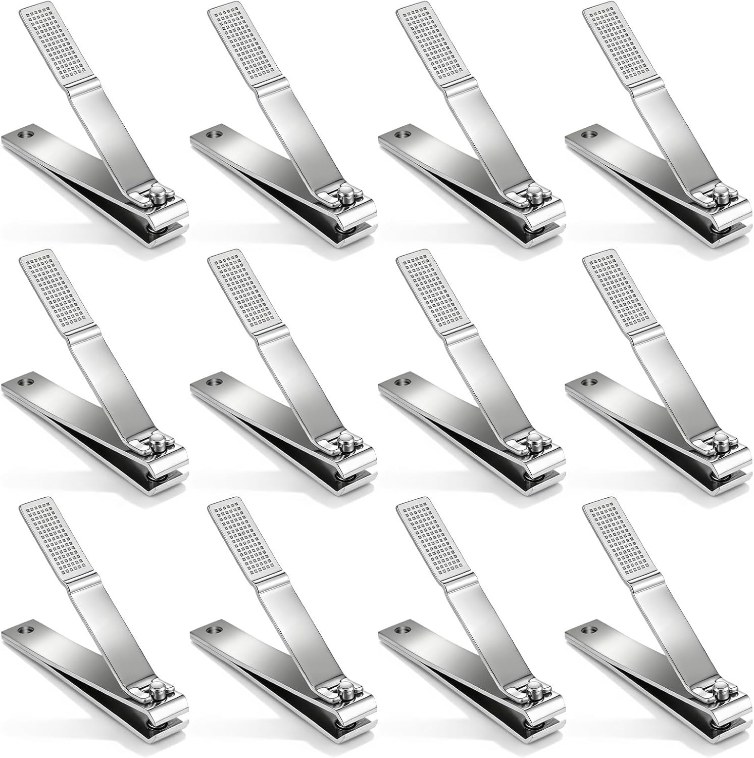 12 Pieces Straight Nail Clippers for Thick Nails Large Stainless Steel Toenail