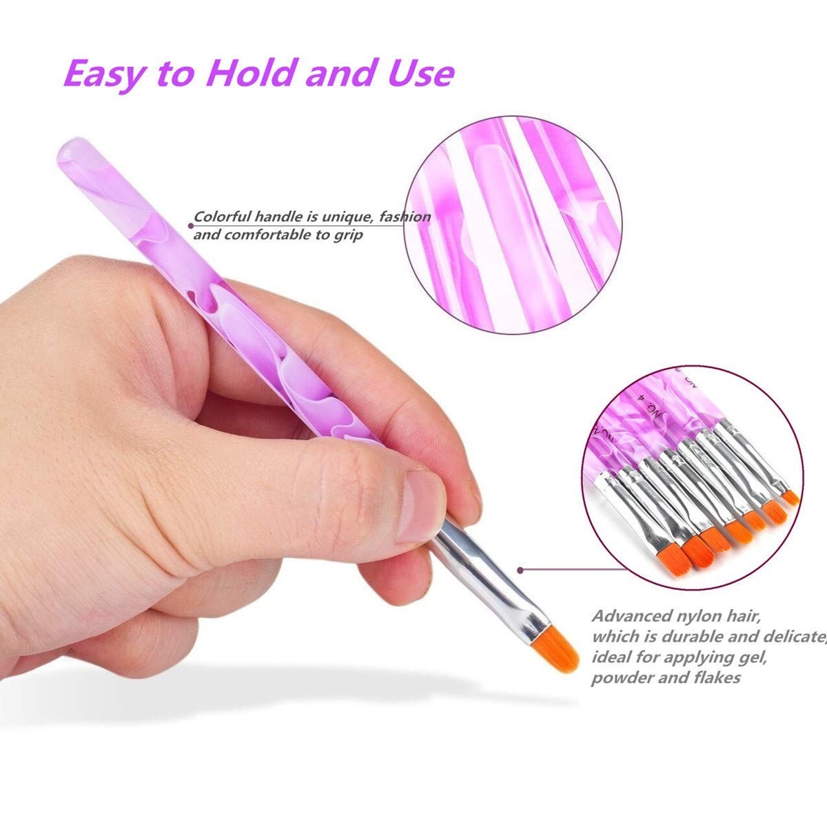Professional 7 Size UV Gel Nail Brush Set – Perfect for Nail Art Creators