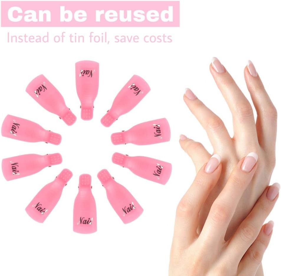 10 PCS Durable Rose Red Gel Polish Remover Clips – Acetone-Free Nail Tools