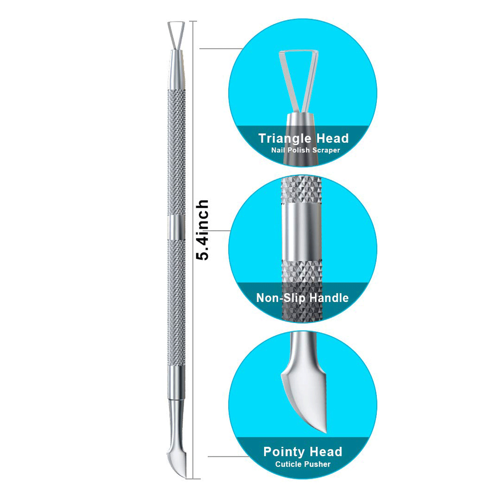 Cuticle Pusher Remover Nail Cleaner Manicure Pedicure Stainless Steel Tool