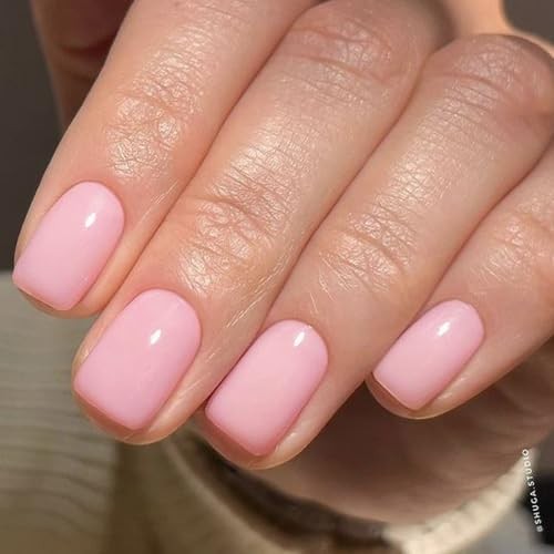 Extra Short Press on Nails – Solid Pink Fake Nails – Squoval, Coral Pink