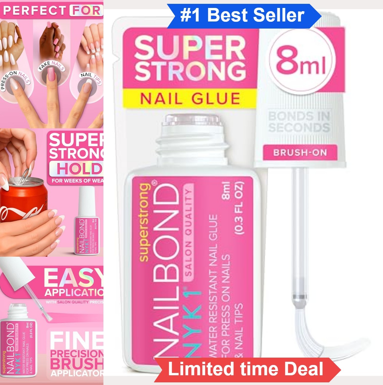 Brush On Nail Glue 8ml Strong Quick Dry For Press On Nails Acrylic Tips Fake