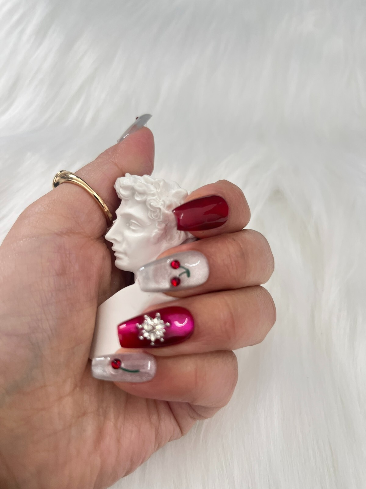 Handmade Happy Planet Glattering Mars Press On Nail, Luxury Nail Art