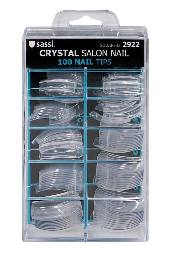 Sassi Nail Tip Crystal Large Square 100ct #2922