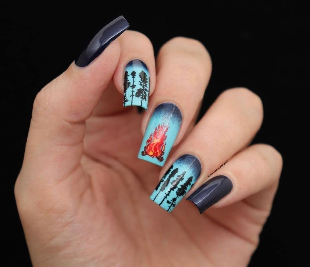 Whats Up Nails – B070 Campfire Stories Stamping Plate for Nail Art Design
