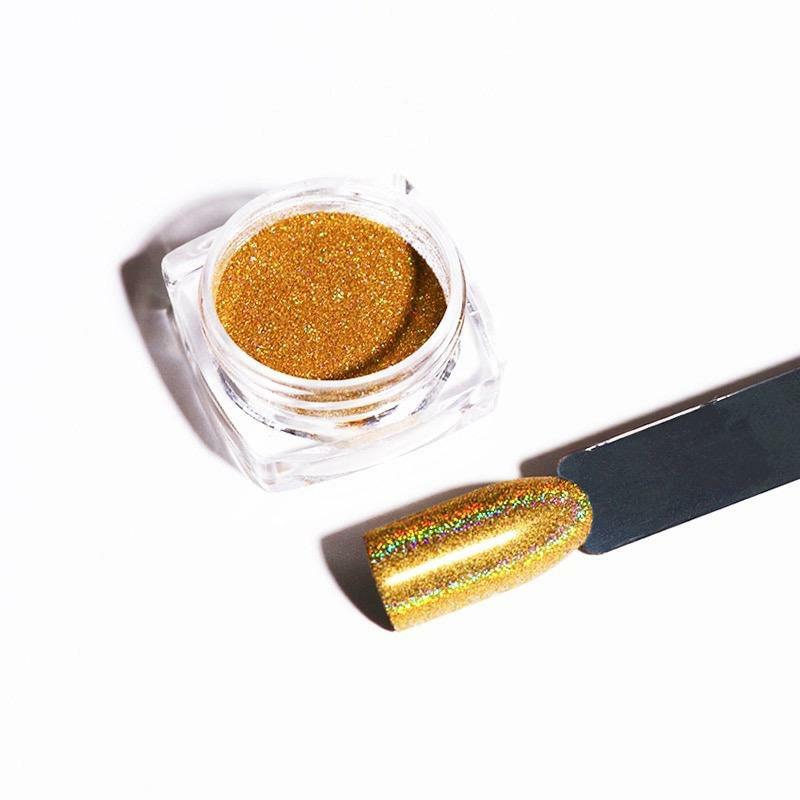 1g Laser Gold Silver Holographic Shiny Chrome Effect Powder Mirror Nail Glitter
