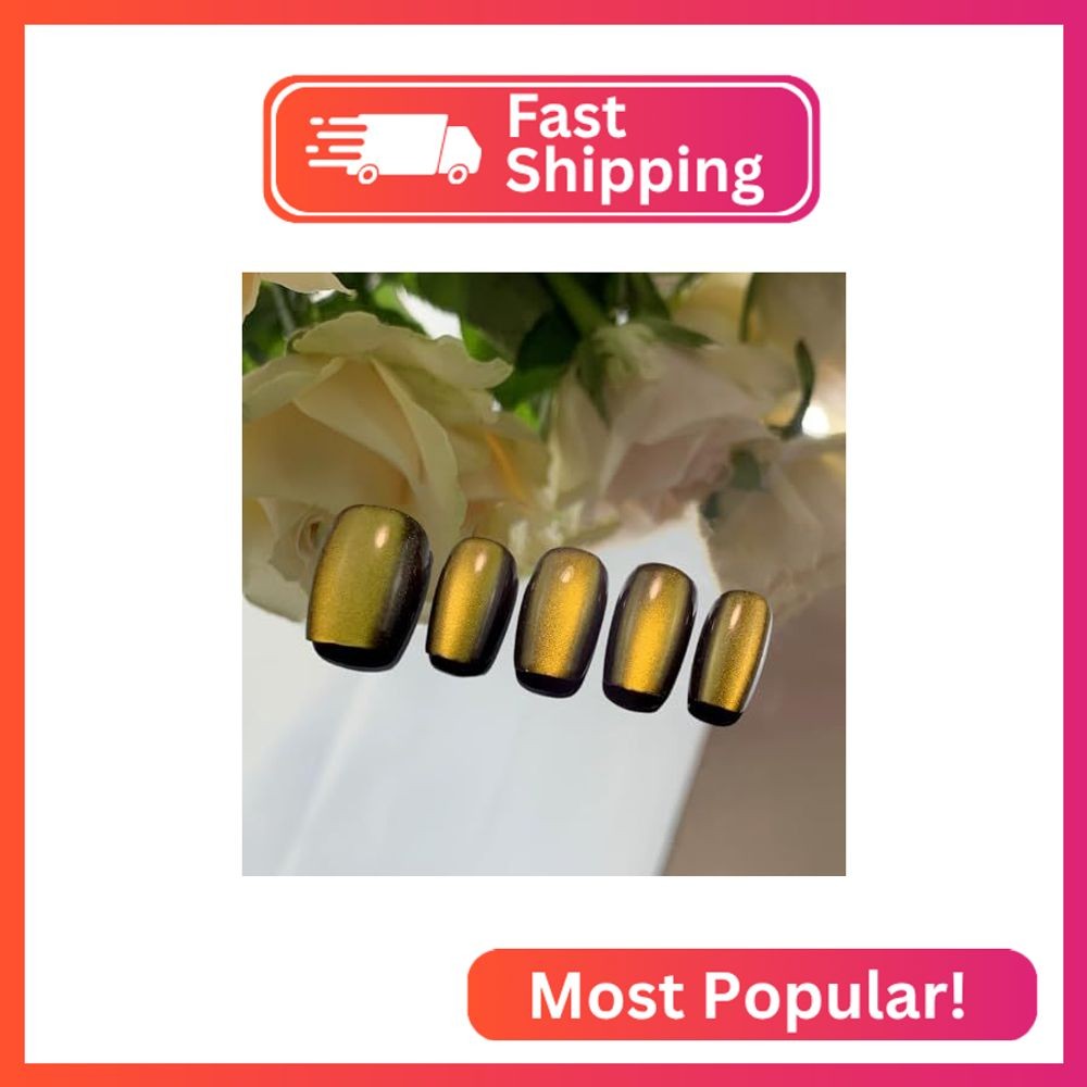 Incantevole Cat’s Eye Press On Nails (30PCS； SIZE：XS-S-M), Short Square Fake Nai
