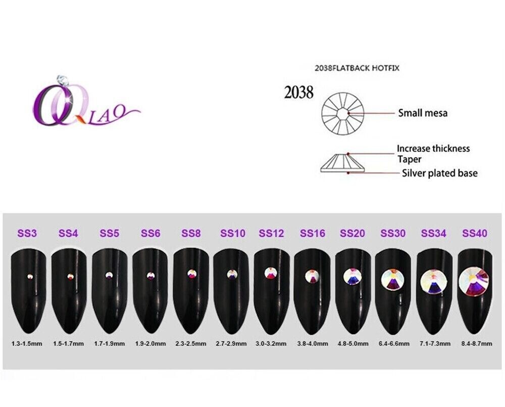 Flat Back Shiny Black Crystal Glass Rhinestone Hot Fix SS20 1440 PCS Nail Art