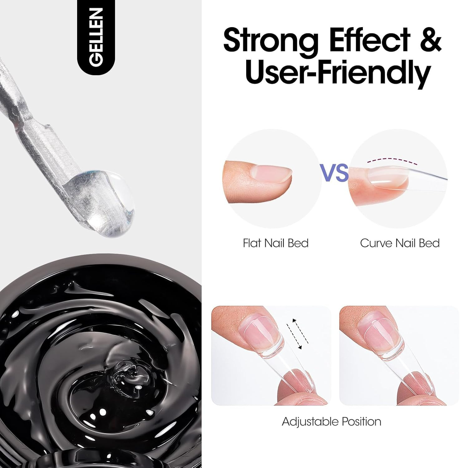 Solid Gel Nail Glue with 60Ml Nail Glue Remover Set, 15G Solid Nail Gel for Fals