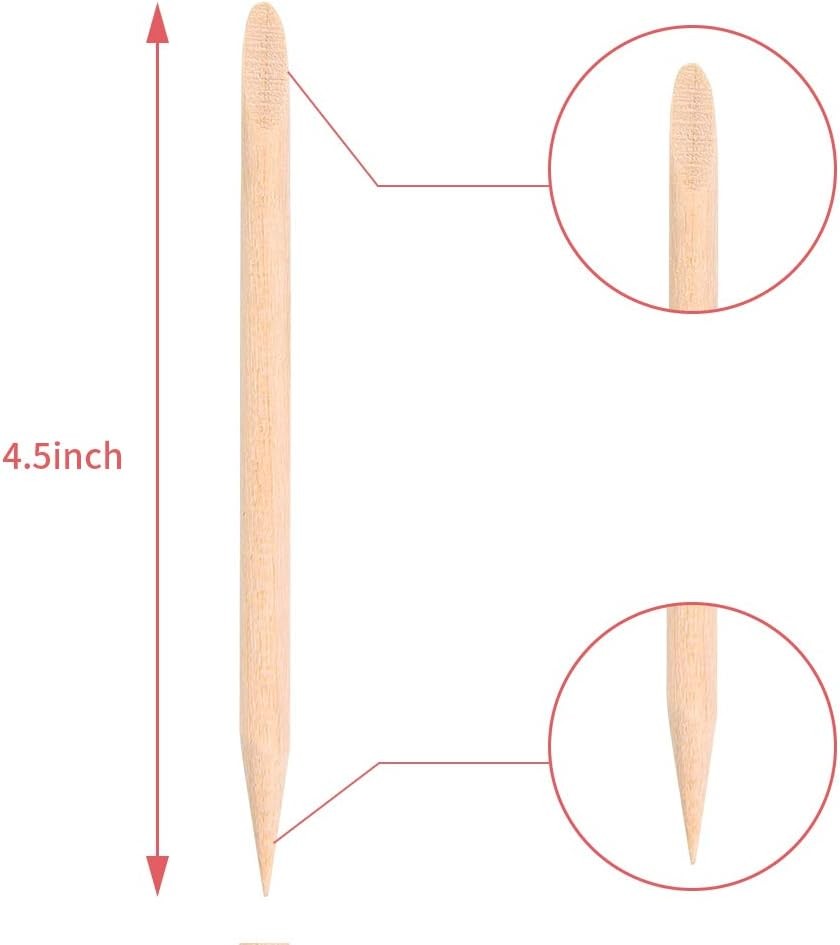 Oran Stis for Nails 4.5 Inch – Wooden Cuticle Pusher & Remover Set –