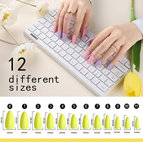 Press on Nails Almond Matte, 24 Colors 576PCS Press on E-Medium Almond Matte