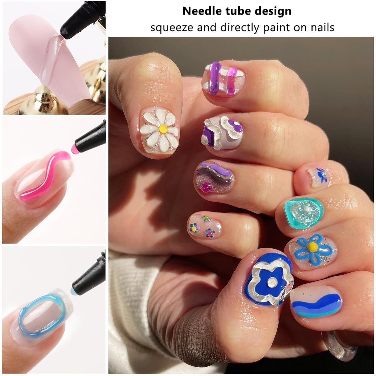 3D Sculpting Gel for Nail Art, 12 Colors Soft Modeling Nail Gels, Embossing L…