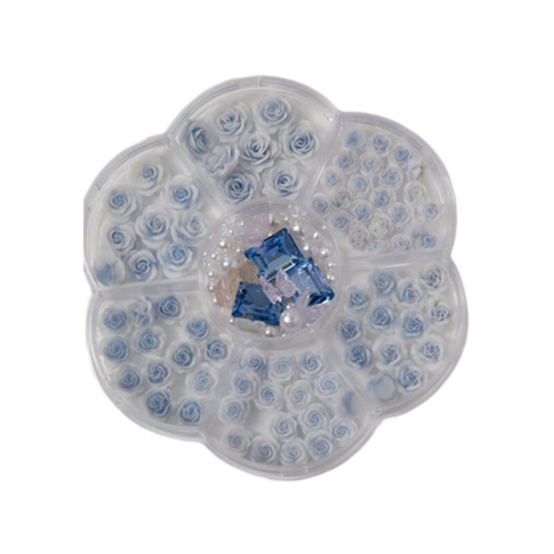 Crystal Rhinestones Pearls Beads 3D Flowers Nails Art Gift