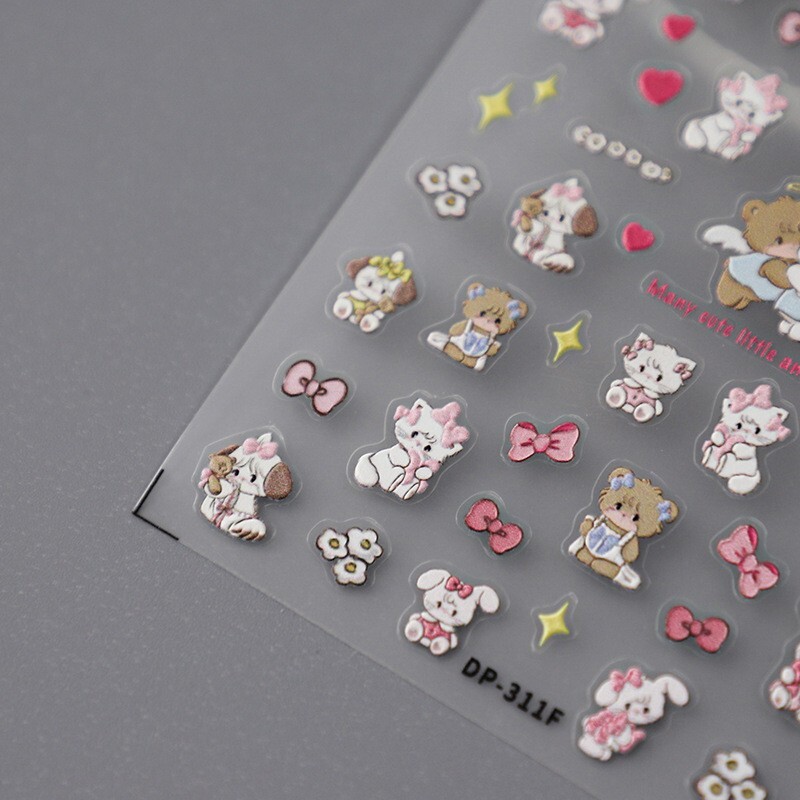 5D Cartoon Nail Stickers, Ribbit Nail Decals, Bear Nail Stickers (319)