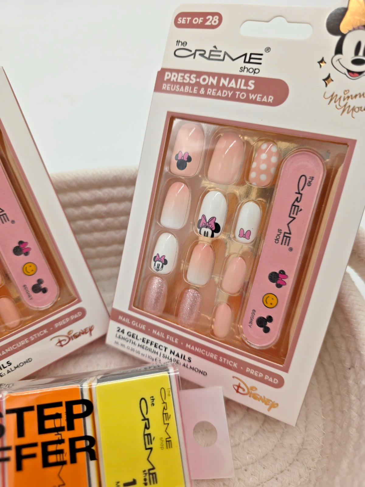 The Crème Shop Minnie Mouse Press-On Nails Set of 2 w 4-Step Nail Buffer Bundle