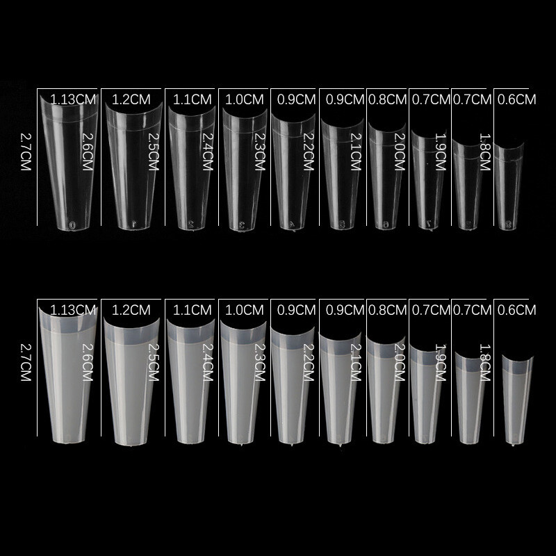 100pcs/case Flat French Half Cover Artificial Fake False Nail Tips 10 Sizes