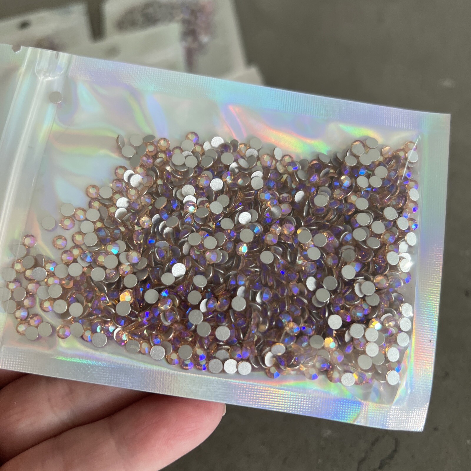 5 Pk 3mm Nail Art Gems .8oz Each Iridescent Purple PInk | Sealed W/ Fast Ship