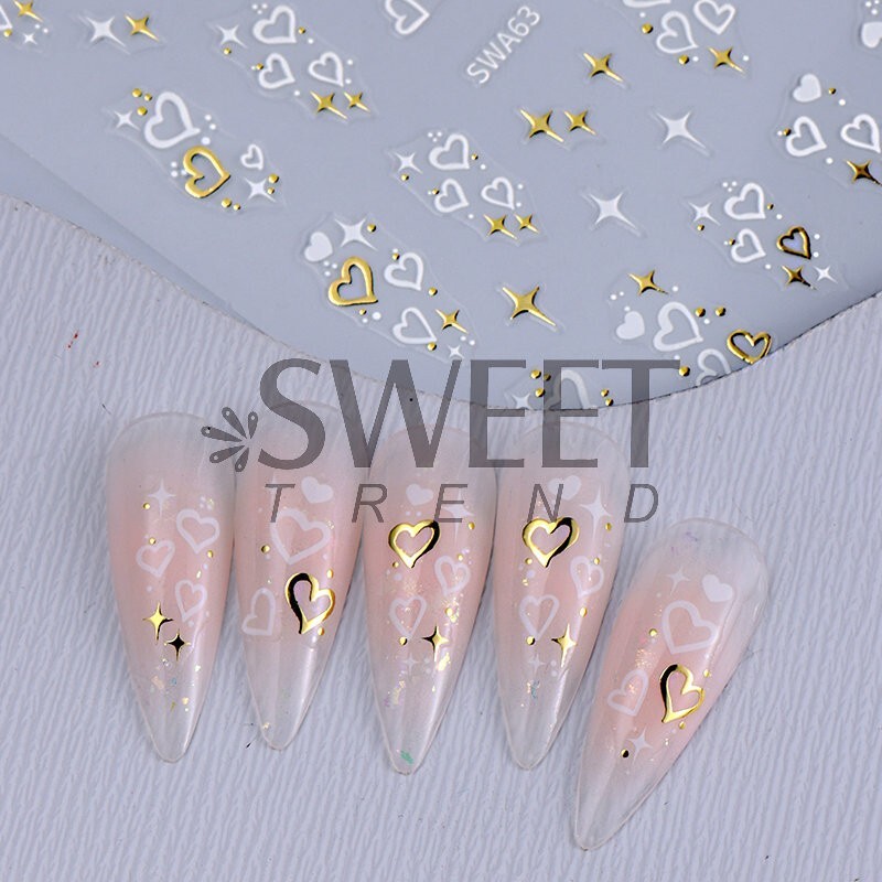 Nail Art Sticker Heart Valentine Star Decals Manicure DIY Peel & Stick NH28