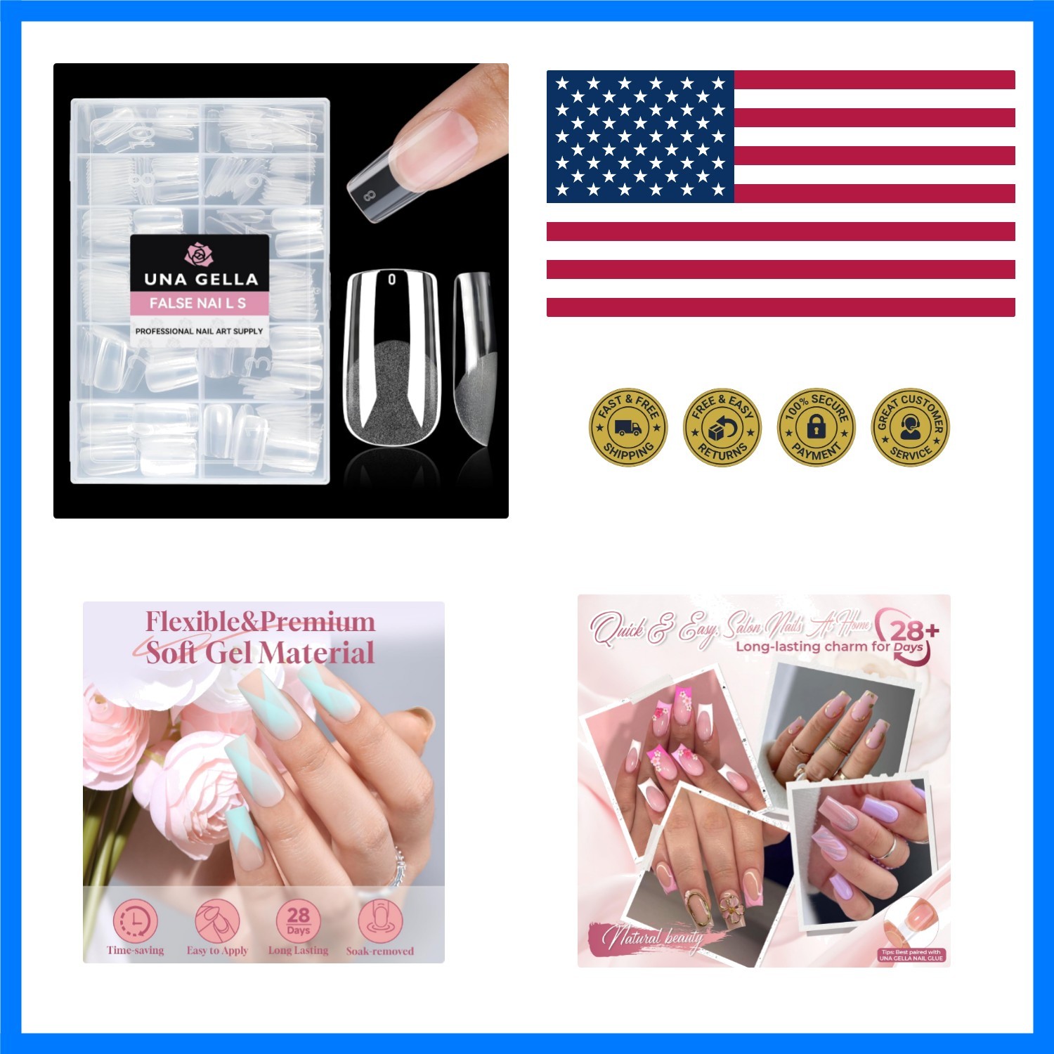 Medium Square Nail Tips, 312pcs Medium Gel Nail Tips Square | Pre Etched Full…