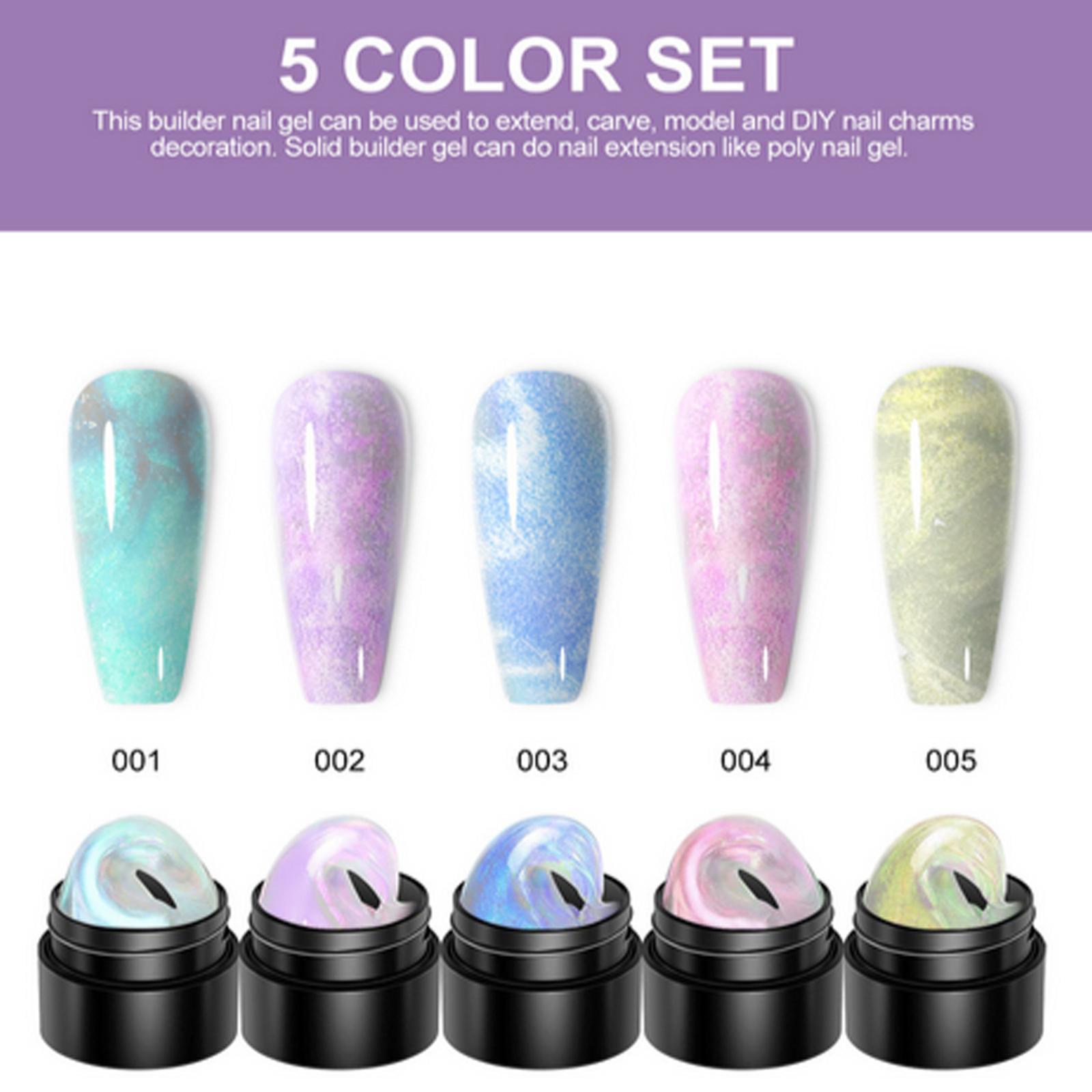 3D Nail Art Gel 5 Colors Sculpting Gel Nail Solid Molding Designs Non-Stick