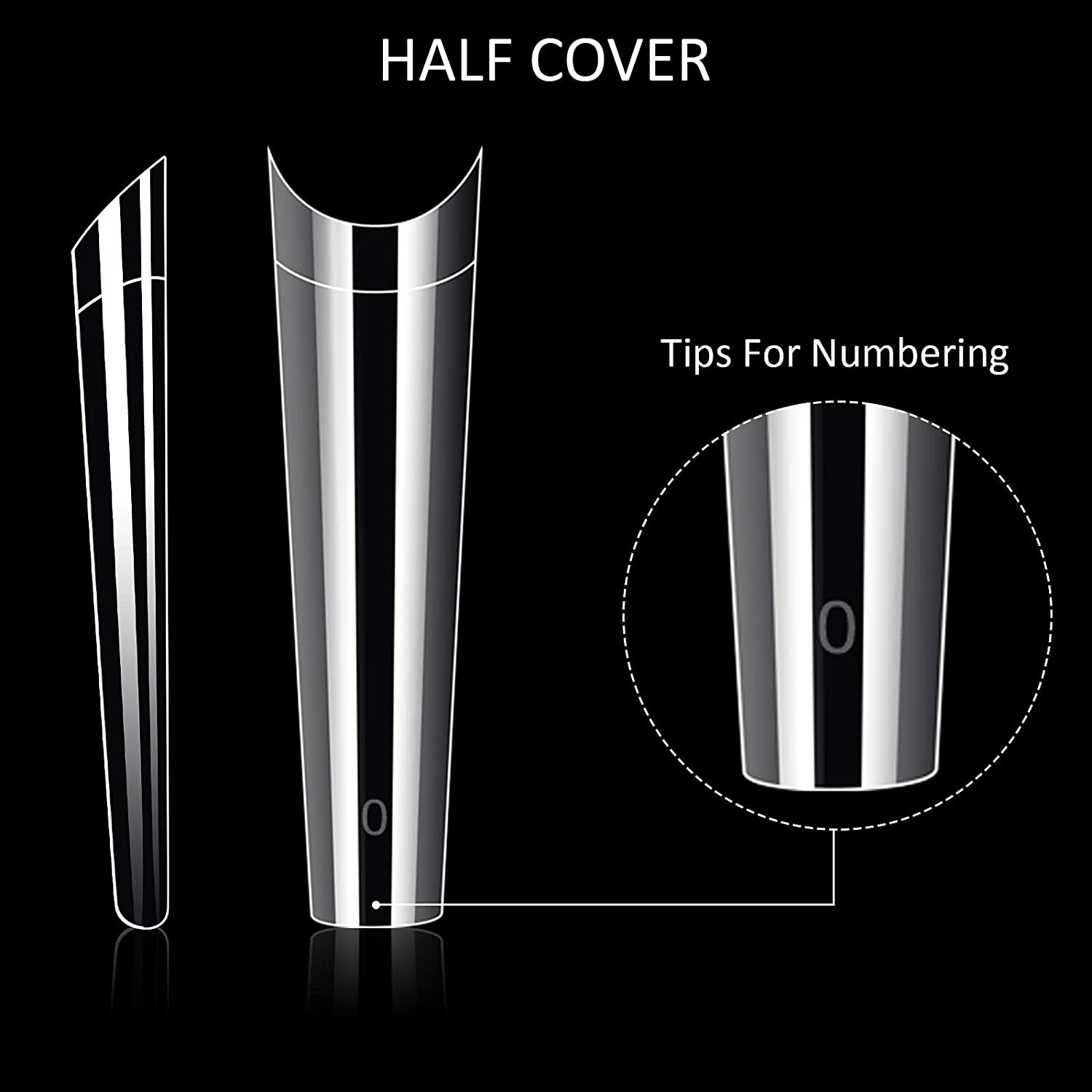 XXL Long 500 pcs Coffin No C Curve Acrylic Nail Tips Ships in 1 Business Day