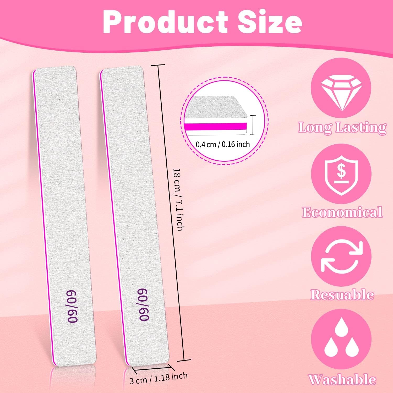 Nail Files 80 Grit, 80/80 Grit Nail Files, Jumbo Nail Files for