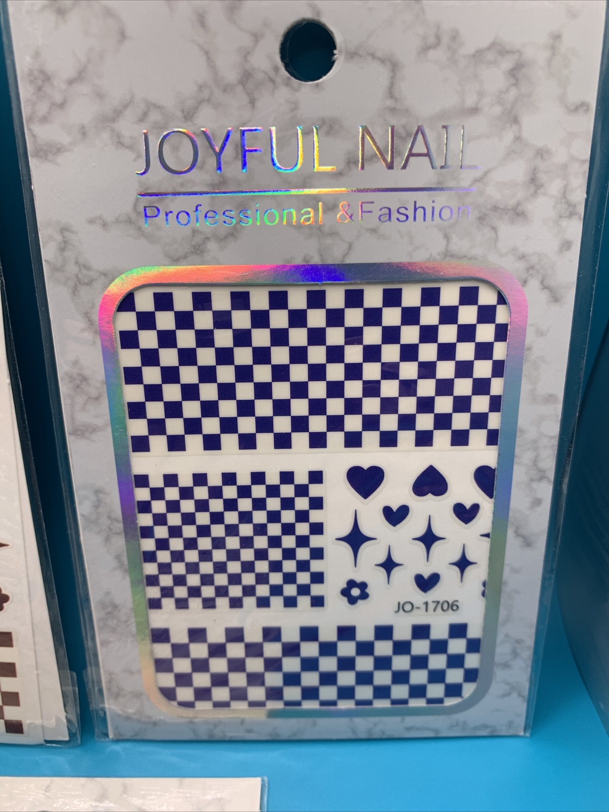 Joyful Nail 5 Sets of Nail Stickers Decals Black White Brown Blue Square Heart!!