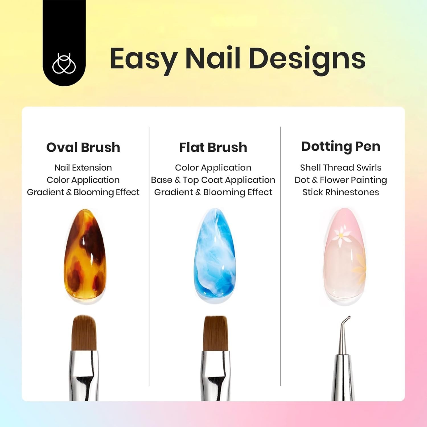 Beetles Nail Art Brushes Set 7 Pcs Double-ended Nail Art Brushes Kit Gel Poli…