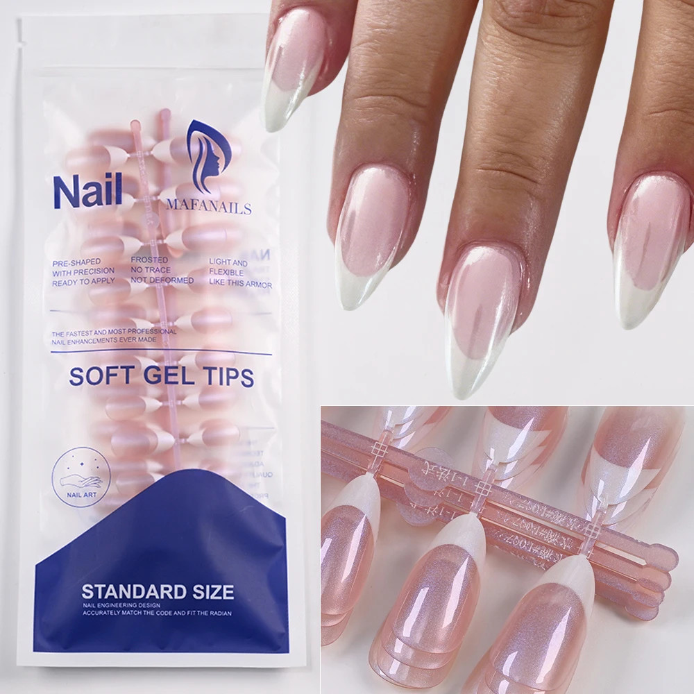 120Pcs Short Square Coffin French Fake Nails Glossy Pink Full Cover Press on
