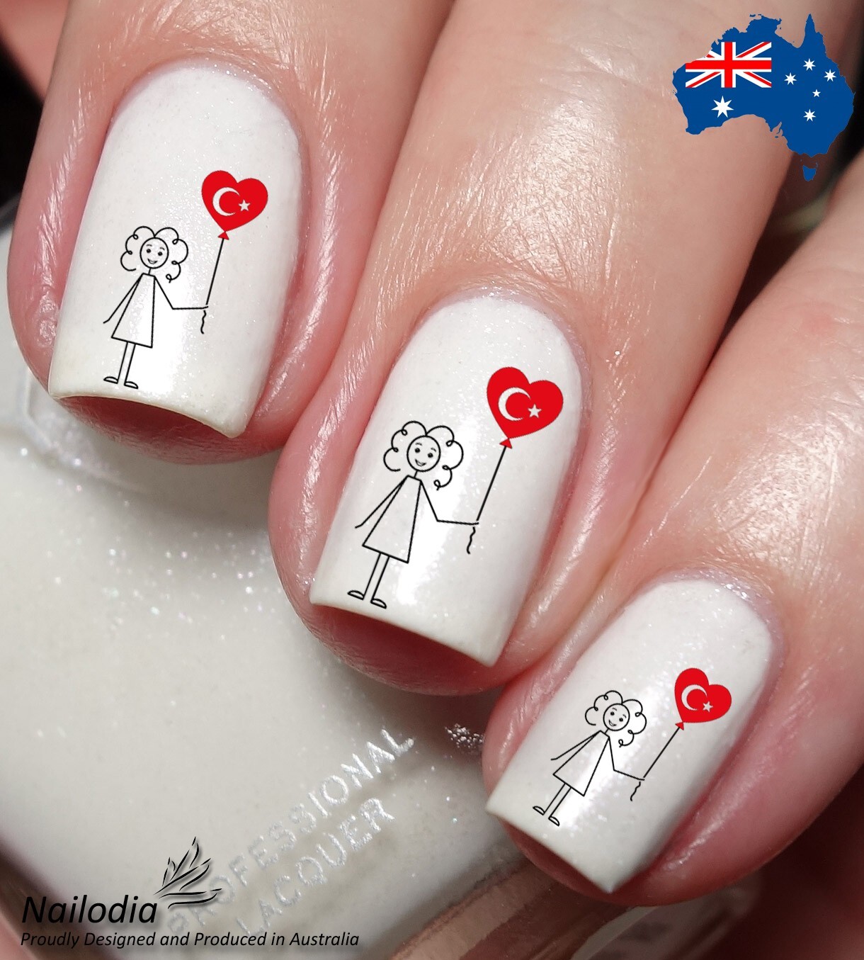 I love Turkey Flag Nail Art Decal Sticker Water Transfer Slider – Turkish Theme