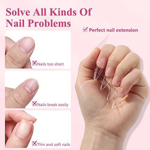 Clear Stiletto Nail Tips, 500PCS Half Cover Soft Gel 500PCS Stiletto with Box