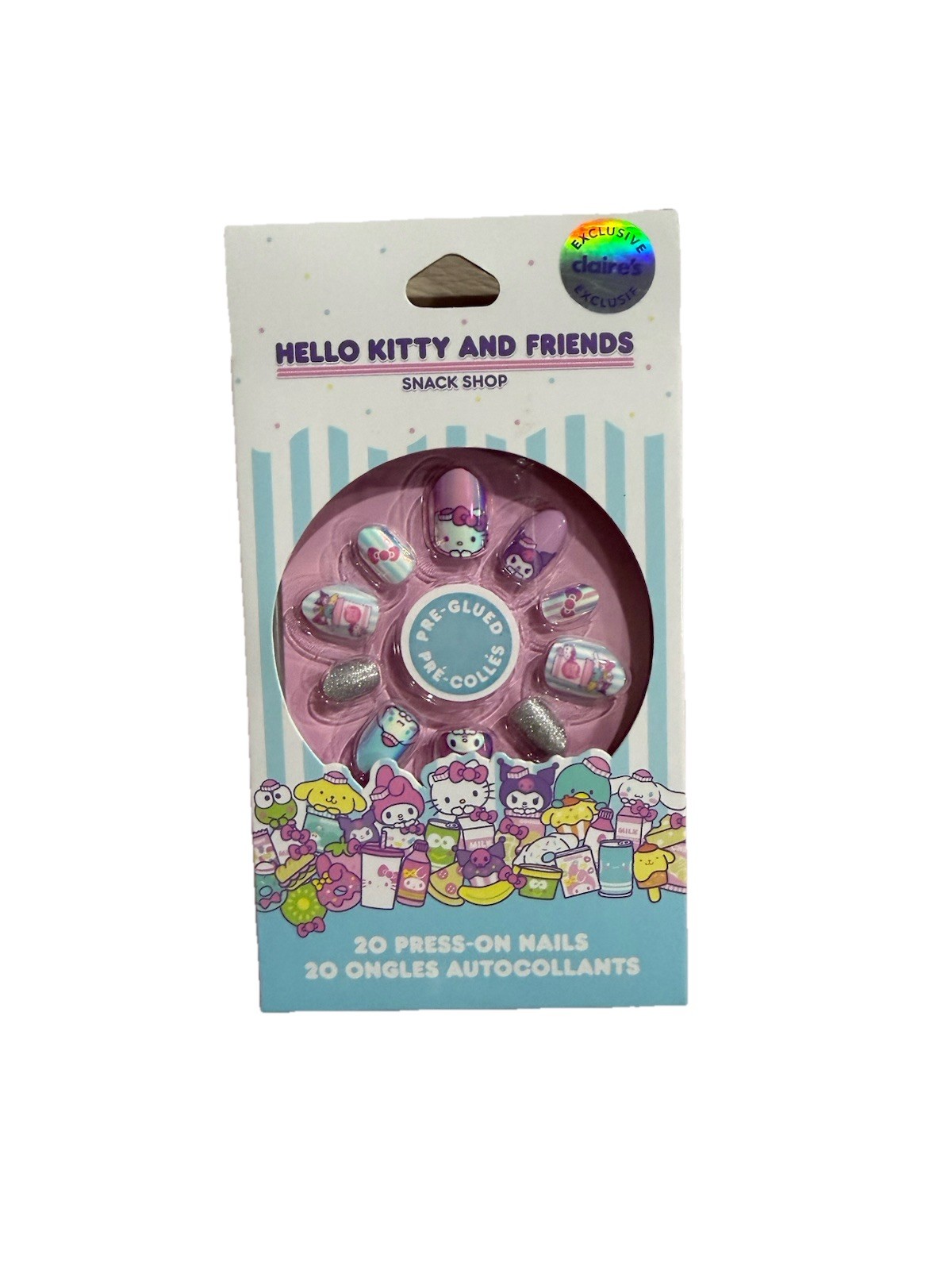 Sanrio Hello Kitty And Friends Snack Shop Press On Faux Nails 20 Pack New