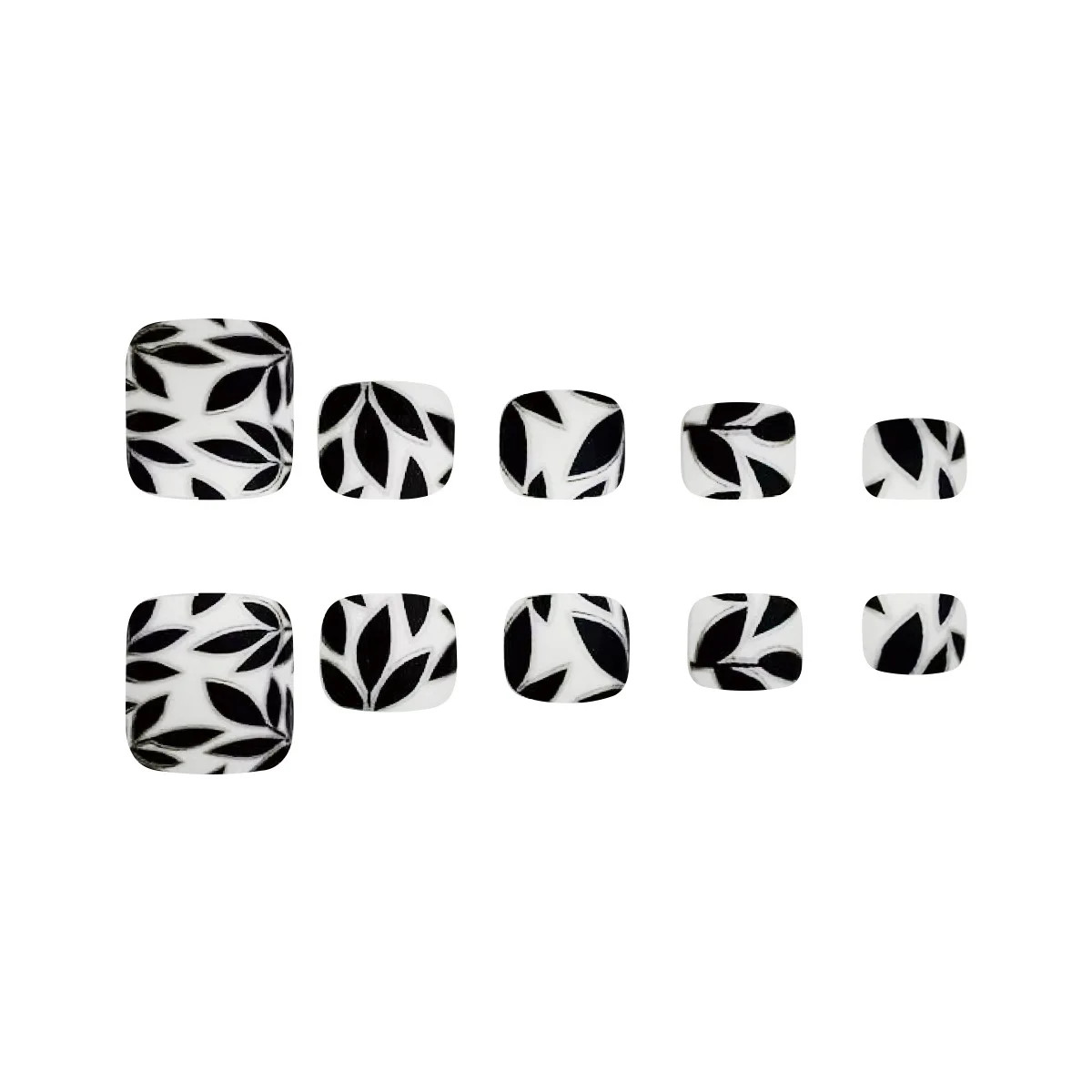 24pcs Matte Black Leaf Flower False Toenails Press on Toe Nails
