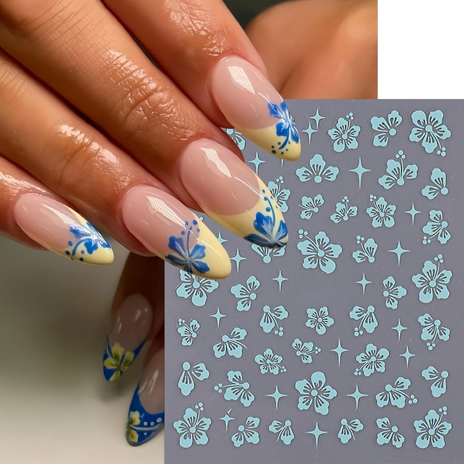 10 Sheets Hibiscus Flower Nail Stickers for Nail Art Petal Floral Nail Art Decal