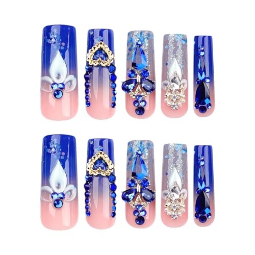 Royal Blue Press on Nails Long Length Square Medium,1 Ounce 240412 royal blue