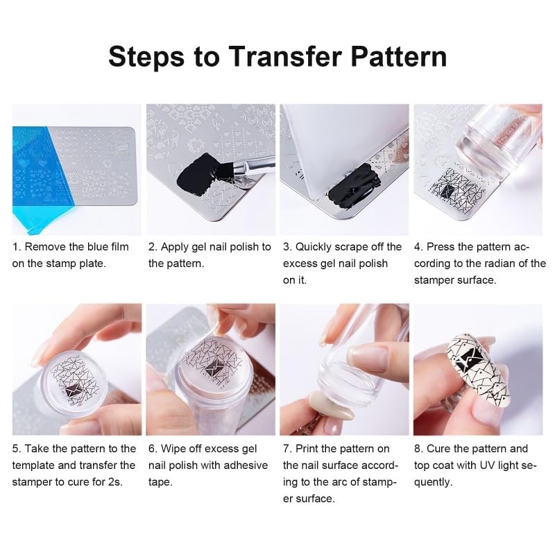 French Tip Nail Stamper 6PCS, Soft Silicone 2-in-1 Manicure Set with Stamp He…