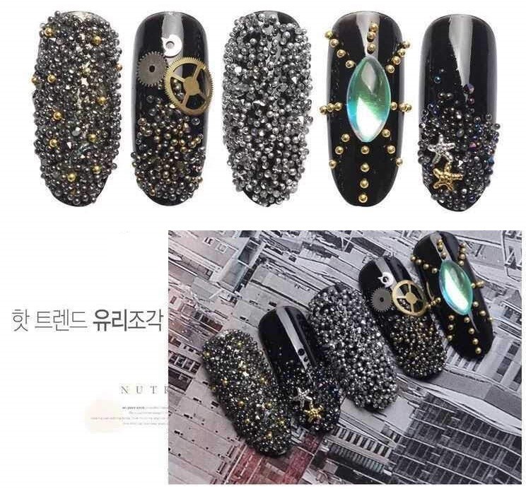 5g 3D Mixed Color Gold/Silver Micro Mini Glass Caviar Beads DIY Nail Art Decor