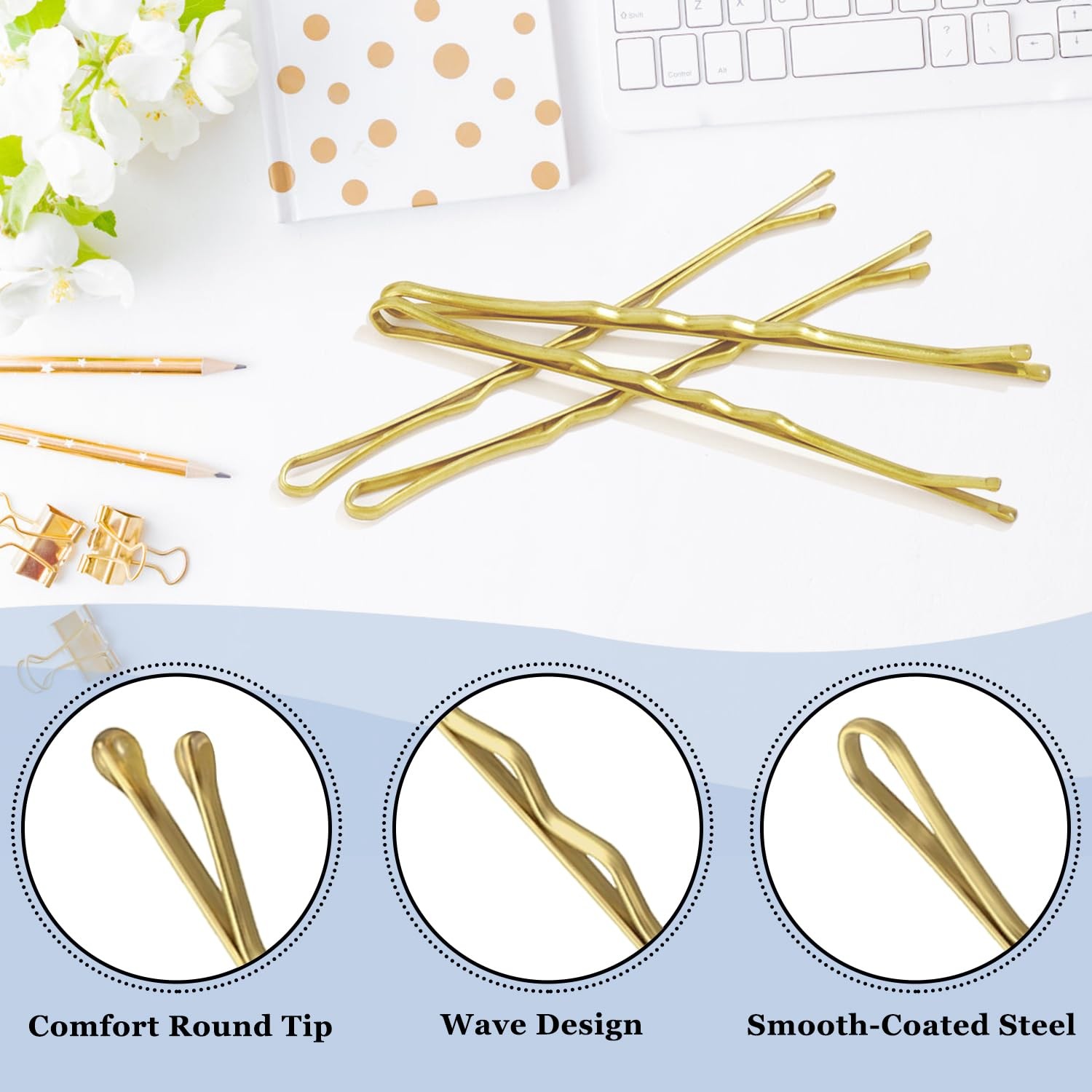 Blonde Bobby Pins, AITRAI 240pcs 2.2 1 Count (Pack of 240), Blonde-2.2 Inch