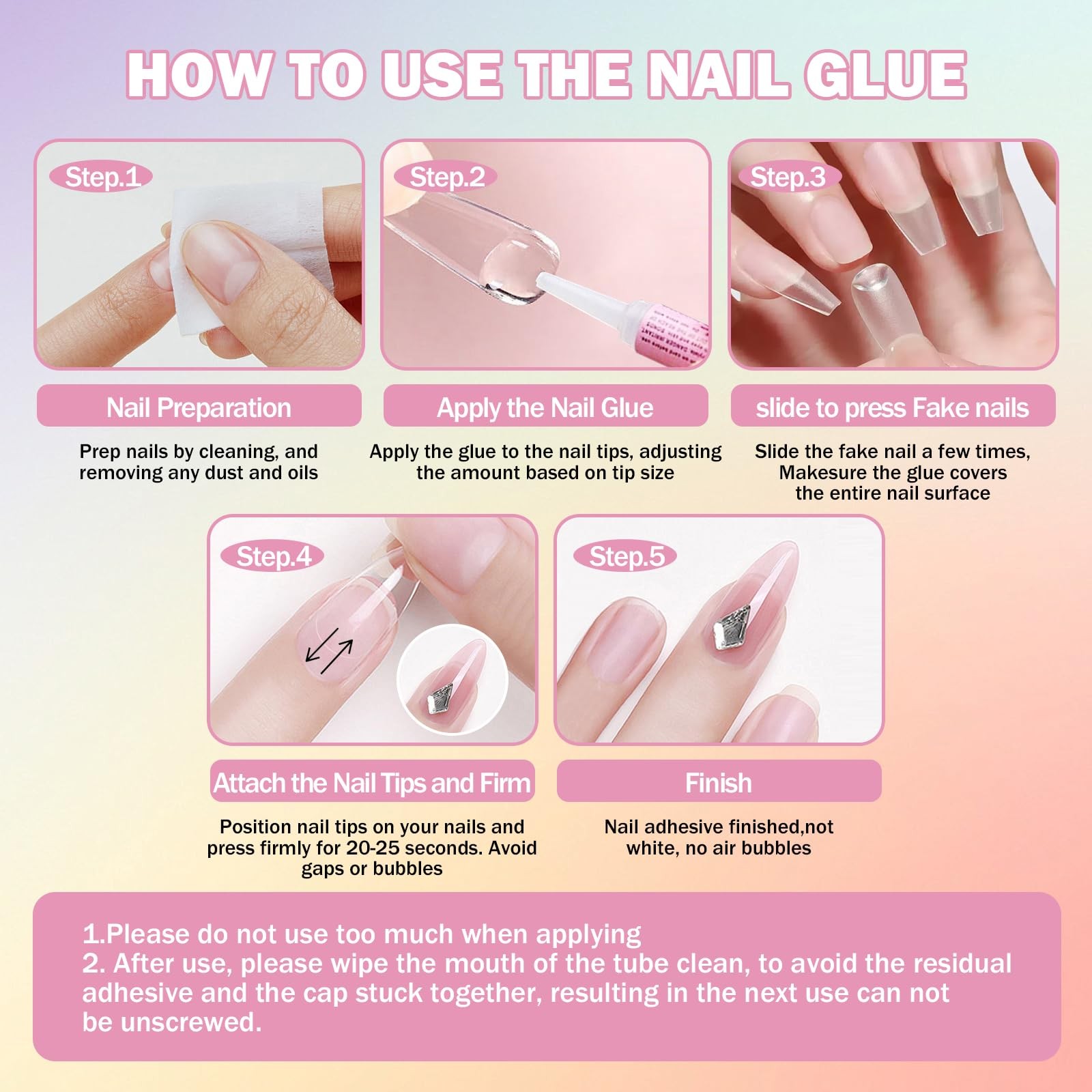 15PCS Nail Glue for Acrylic Nails, Professional Nail Tip Glue for Fake Nails …