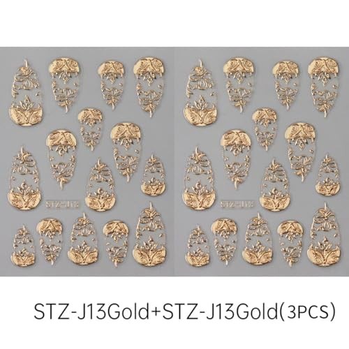 Gold Nail Art Stickers 3D Self-Adhesive Golden Foil Leaf Nail Decals style4
