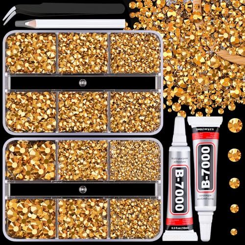 Resin Jelly Rhinestones for Crafting with B7000 2 Mini Pack with Glue Gold
