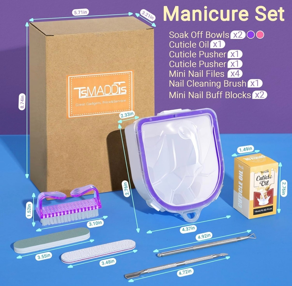 Manicure Nail Soak Tool Kit 12pc NWT