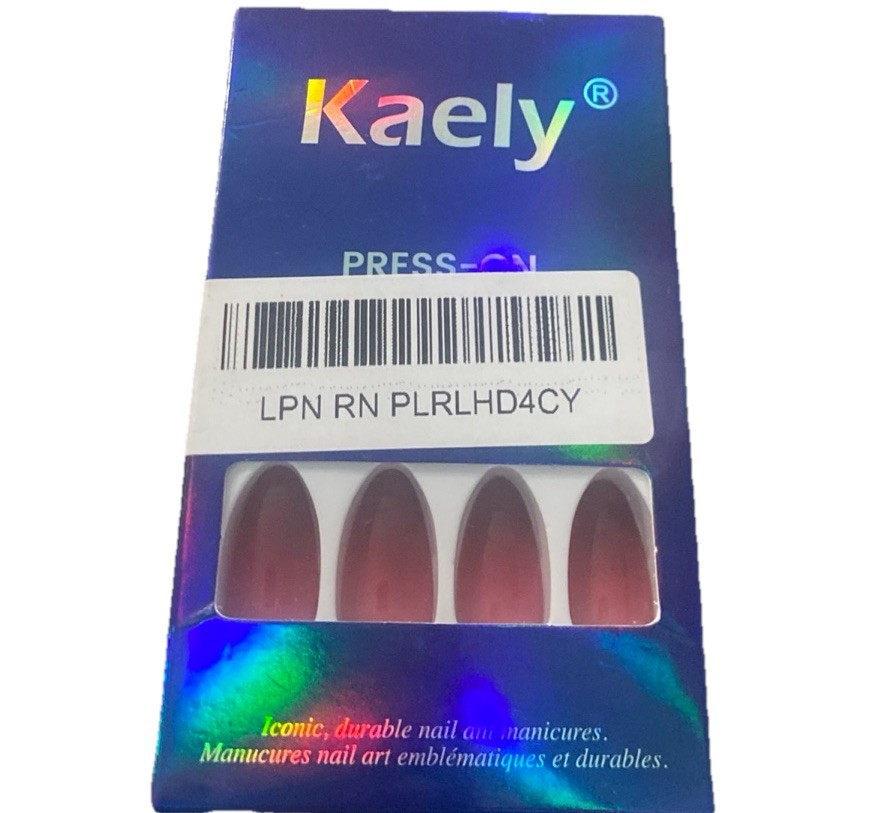 Press On Nails Burgundy Almond Shape Nail Glue And Adhesive Tabs