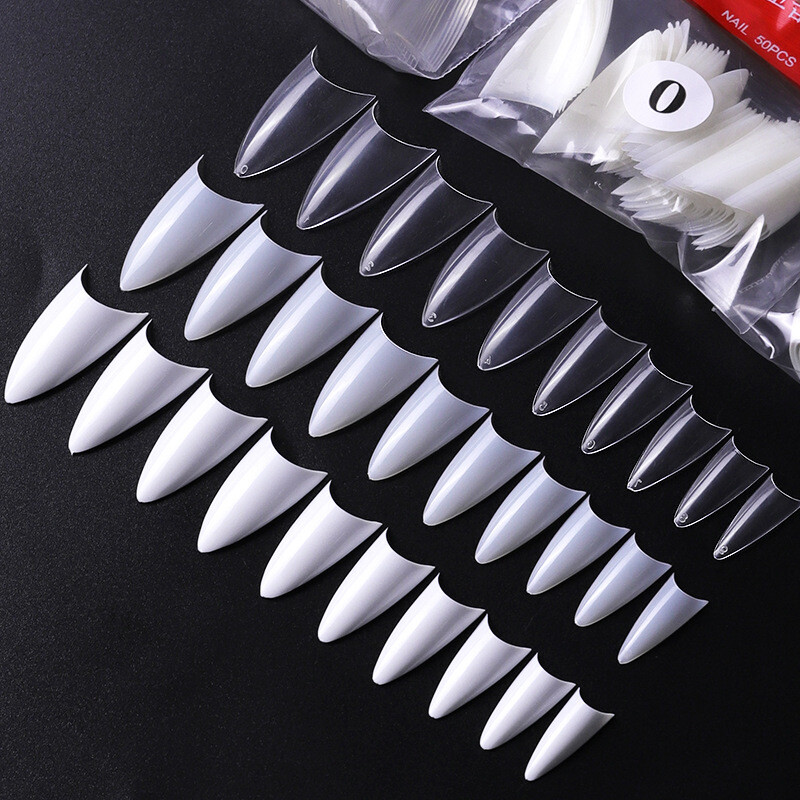 500 Pcs Stiletto Sharp False Nail Tips Nail Art Acrylic French Half False Tips