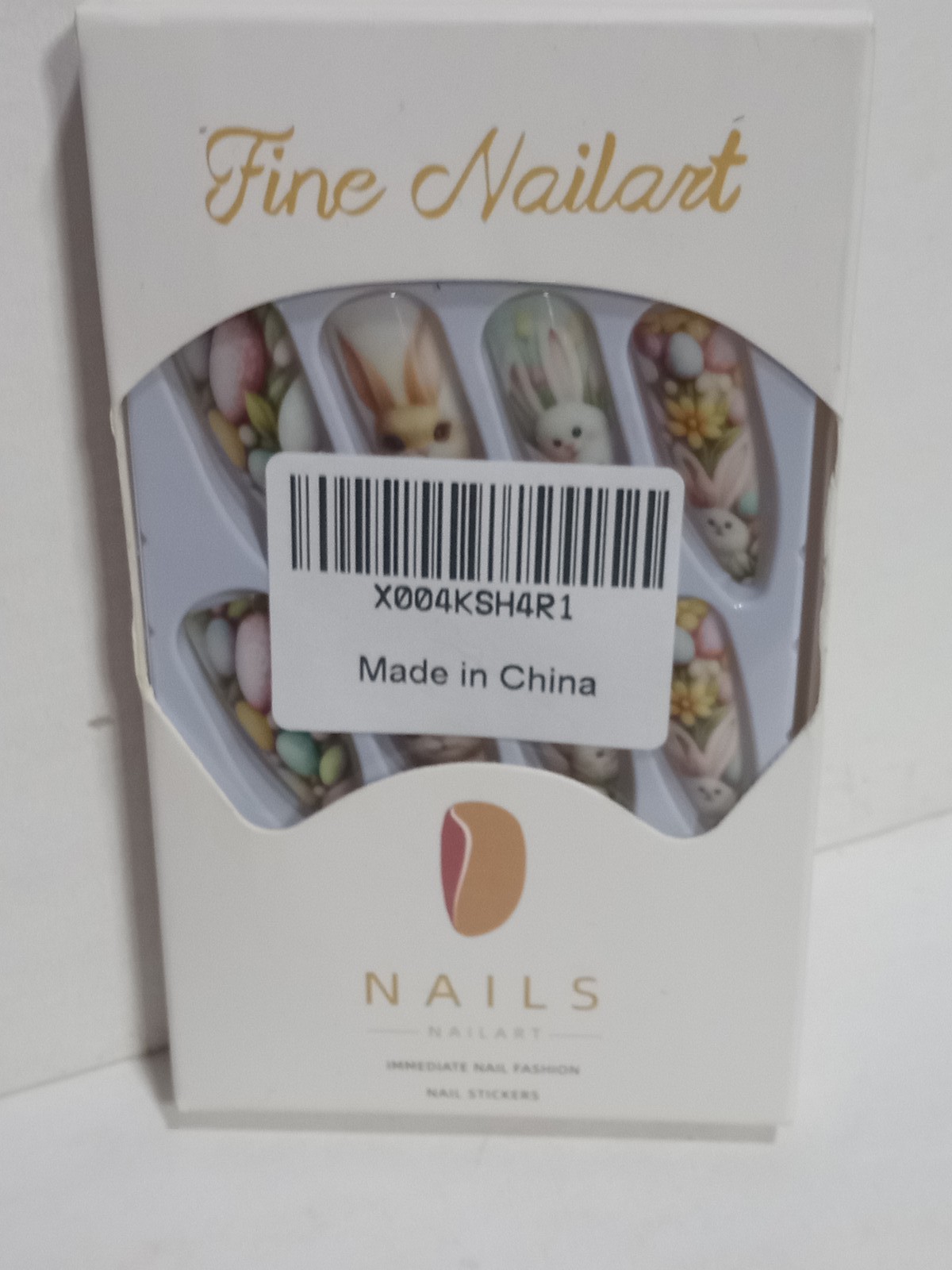 Fine Nailart Easter Bunny Press-On Nails Pastel Egg Design Full Cover Set