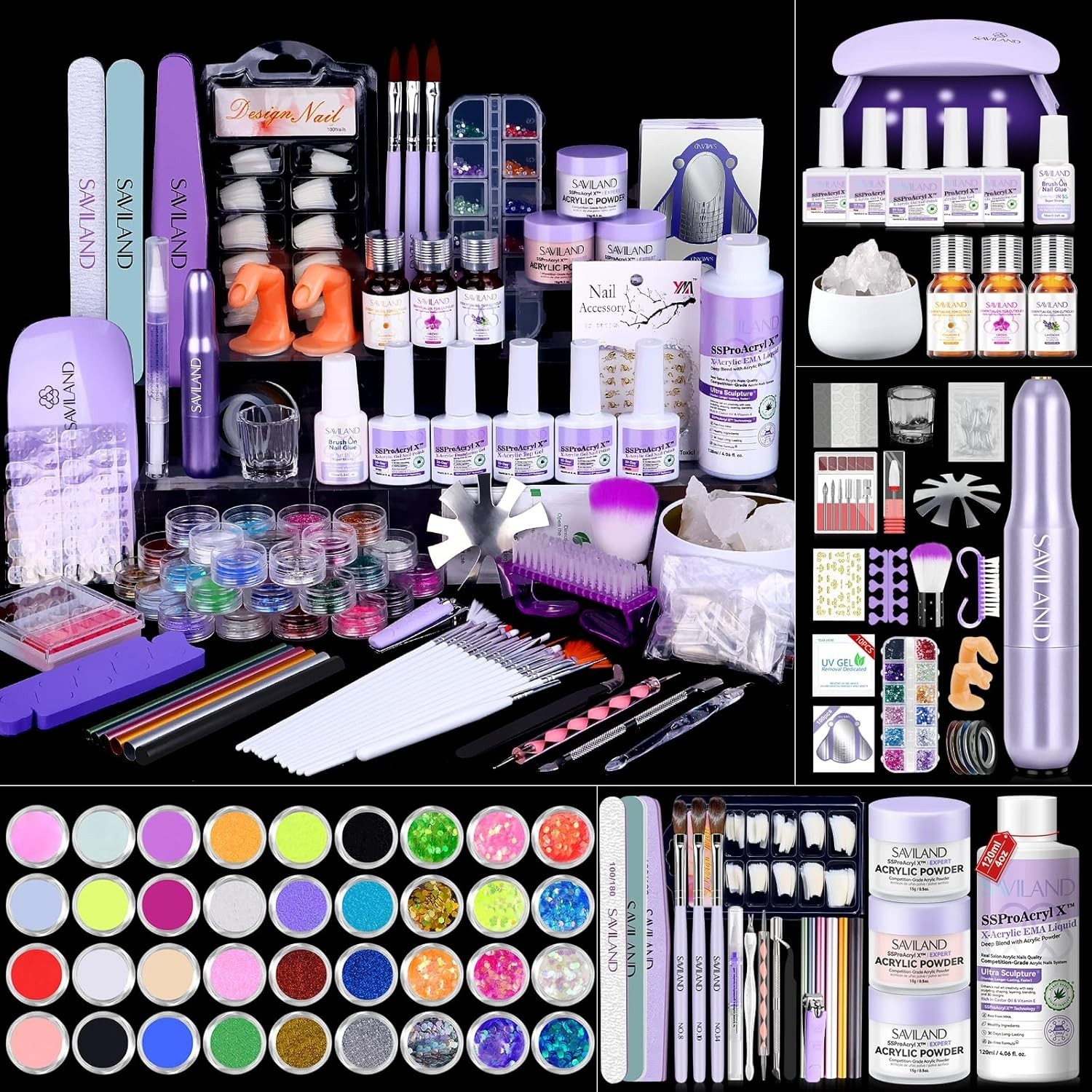 Luxury Professional Acrylic Nail Kit: Includes Nail Polish, Drill & Training Mat