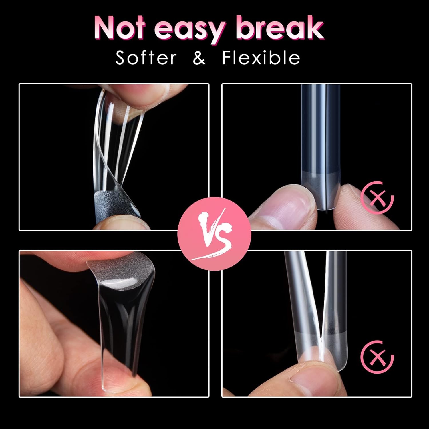 Ranrose Long Straight Nails Large, 240PCS Half Matte 2XL Square Tips