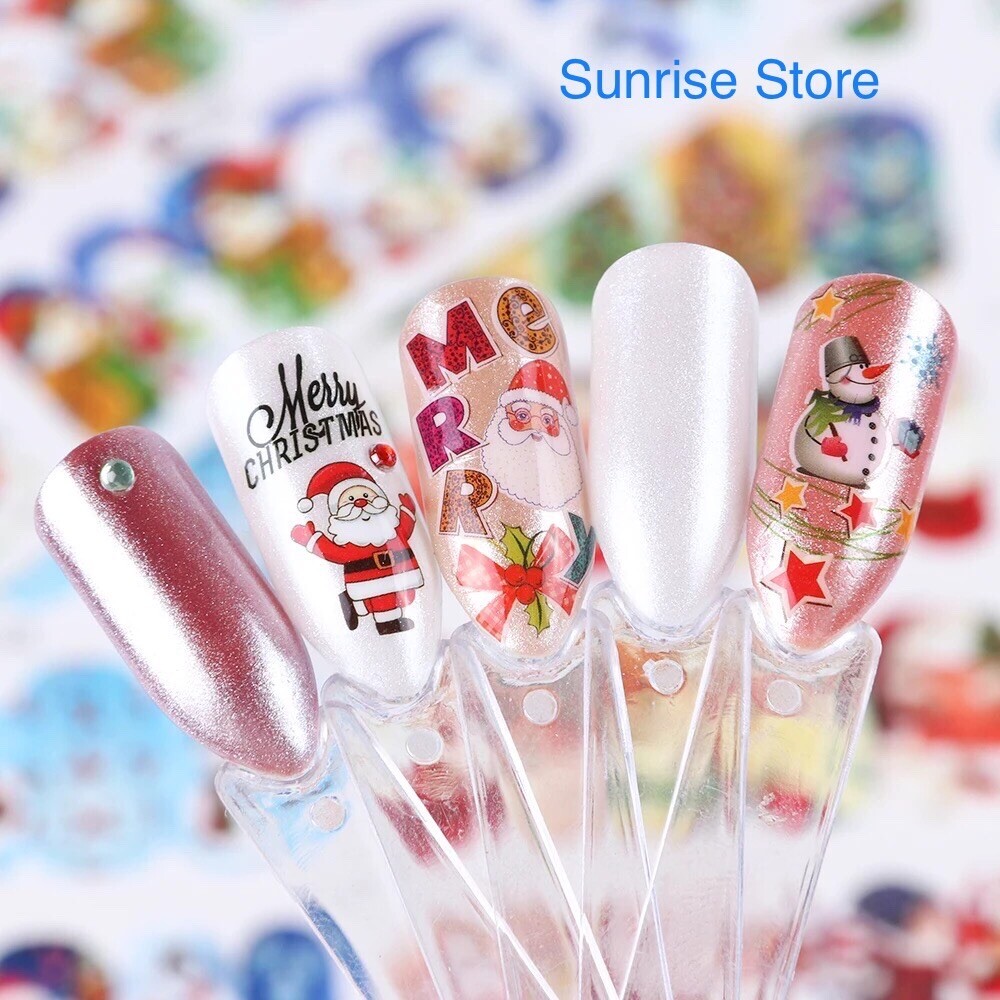 3 Sheets (random) Nail Art Water Transfer Sticker Christmas Santa Snowman Decal