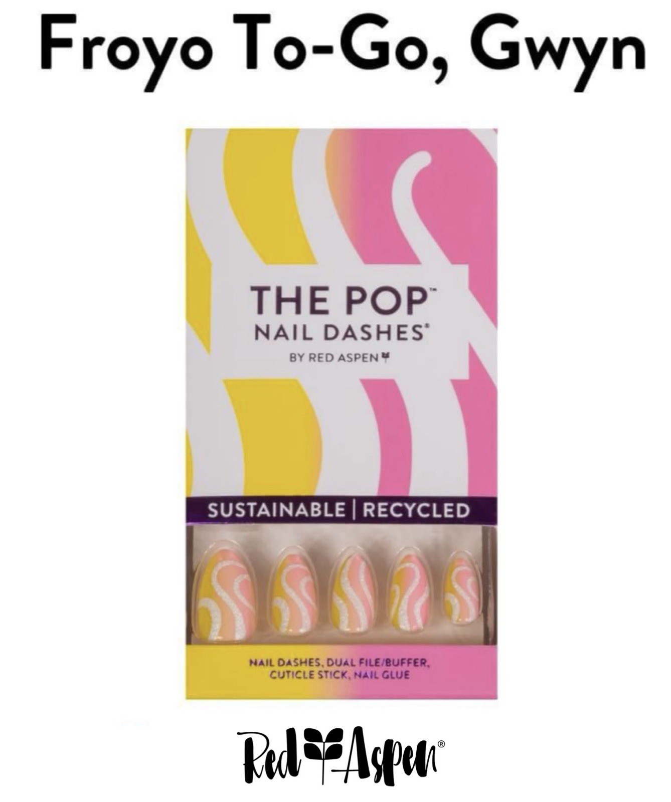 Red Aspen Nail Dashes Froyo To-Go,Gwyn Medium Almond Design B6n