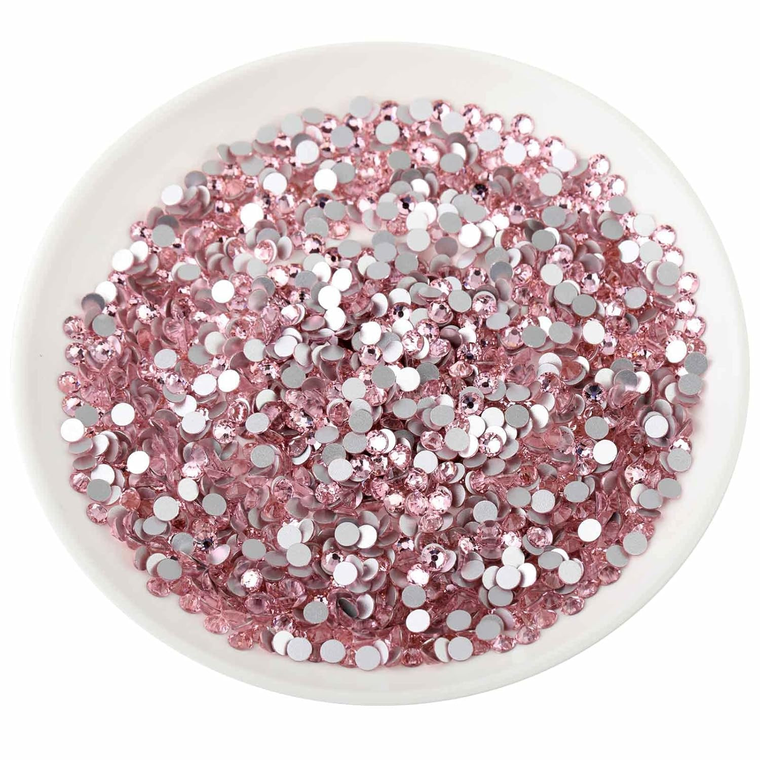 Flat Back Crystal Rhinestones round Gems for Nail Art and Craft Glue Fix, Light